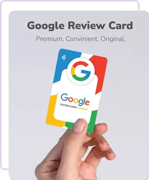 Google Review Card held in a customer’s hand