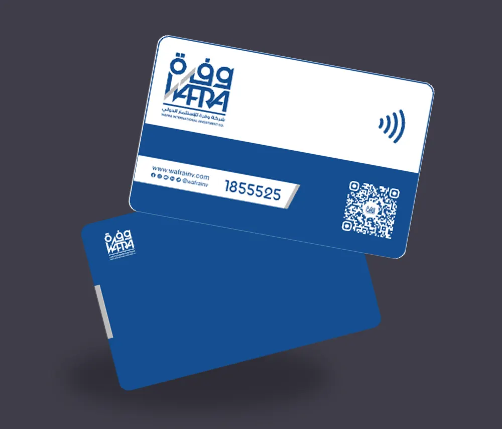 WAFRA branded NFC business cards with QR code