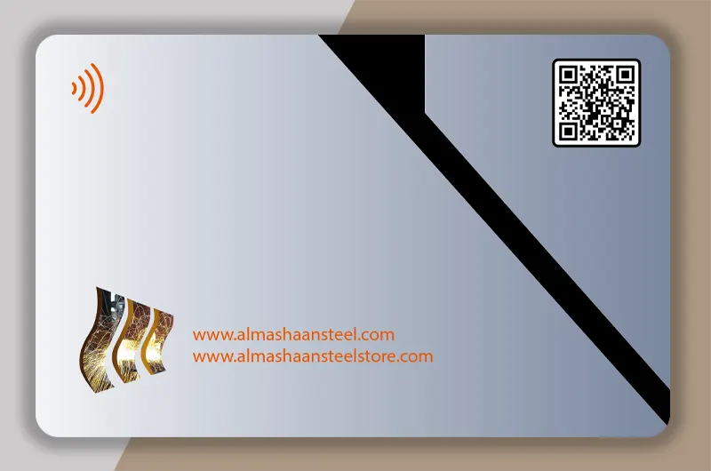 Silver metallic NFC business card mockup — Al Mashan Steel