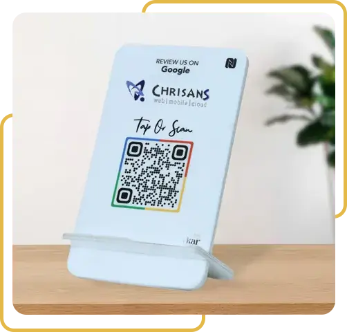 Custom Ncardz Google Review Card on a table