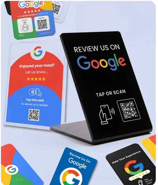 NFC Google Review Stands and Google Review Cards